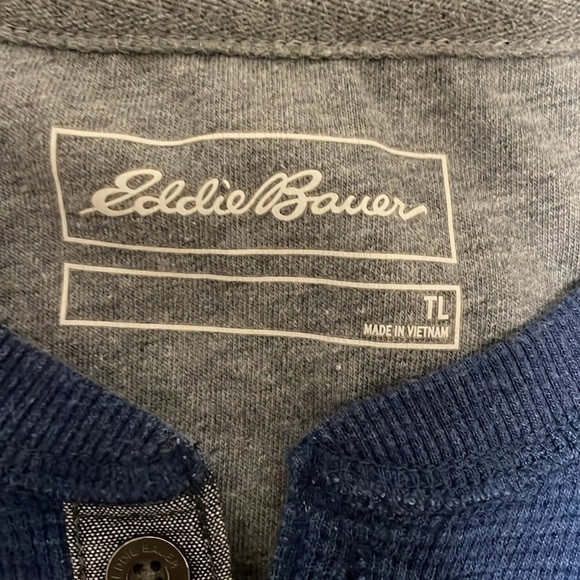 Eddie Bauer long sleeve blue thermal Henley sz TL - Picture 2 of 4